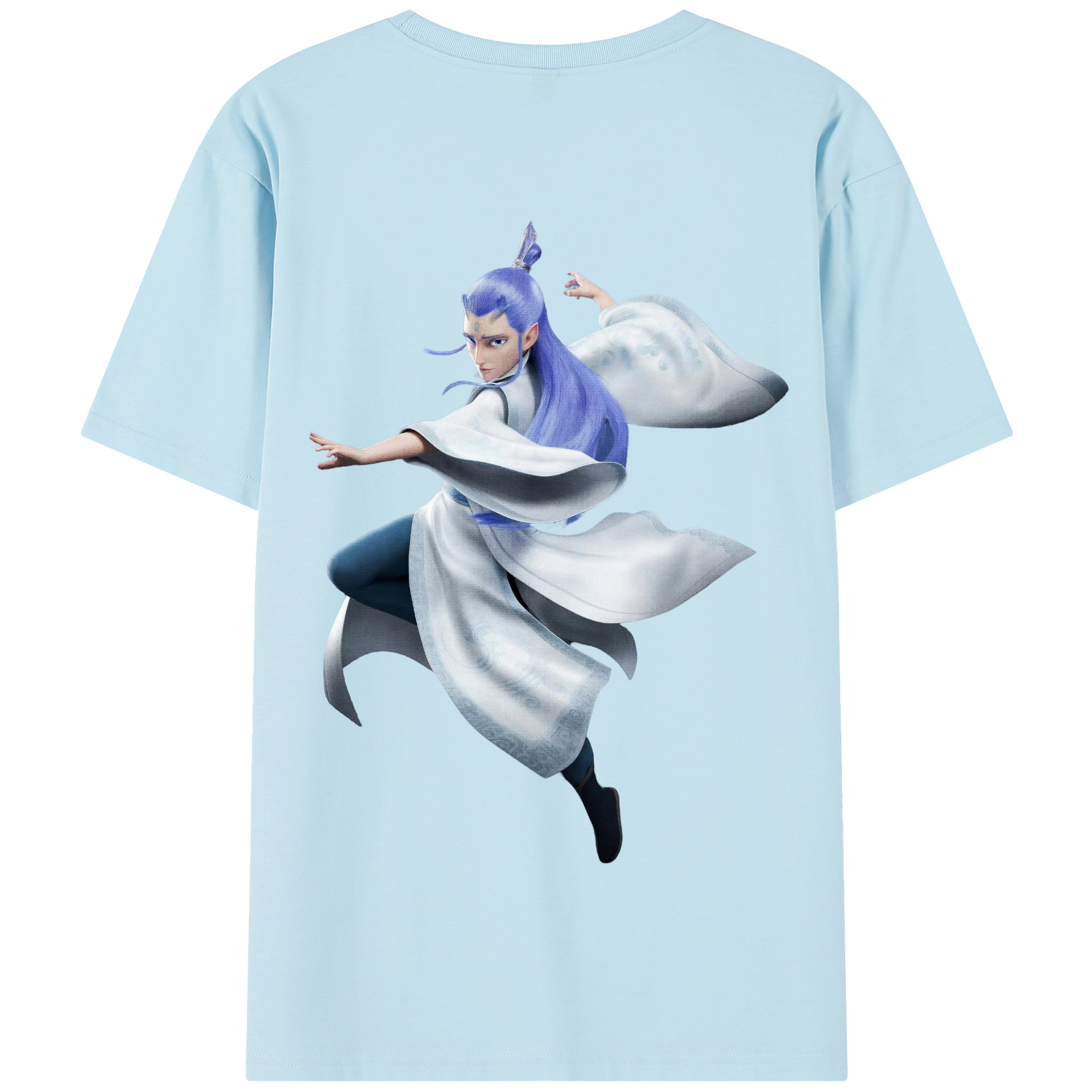 （画像用） Ne Zha 2 ナタ 魔童の大暴れ 綿100％半袖Tシャツ（背面プリント）
